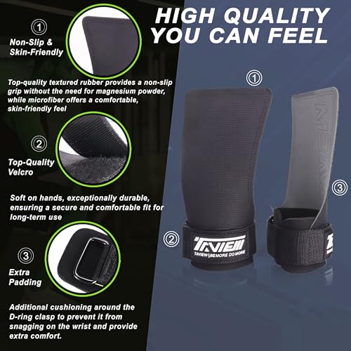 Weight Lifting Wrist Straps with Hand Grips, Pull-Up Grips for Cross Training, Powerlifting - color: Rubber2 (Black&Gray)