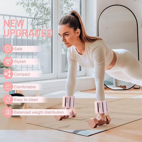 BECOJADDE Ankle Weights Set of 2 (1 lb/2 lb Each) for Women Men Adjustable Wrist Bracelet for Home Gym Weighted Bangles Wristbands Leg Arm Weights for Walking Swimming Running Pilates Yoga Gym - color: Cloud Pink, size: 4 Lb Pair (2 Lb Each)