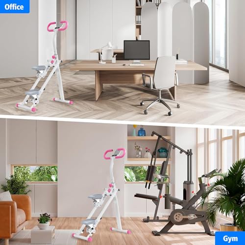 Stair Stepper for Home,Vertical Climber Workout Machine,Stair Stepper with Handlebar for Full-Body Exercise Stair Stepper with Stable Frame Adjustable Handlebar - color: Pink