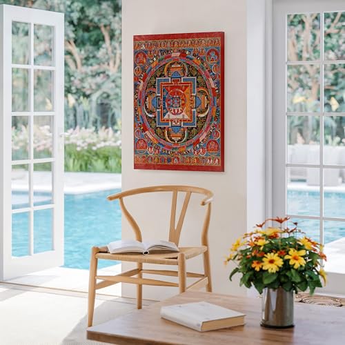 Monem Art Vintage Mandala of Jnanadakini Canvas - Retro Six-Armed Goddess Print - Tibet Art - Gift for Men & Women - Wall Decor for Living Room, Bedroom or Office - Available in 8x10 to 30x40 - color: Style-12
