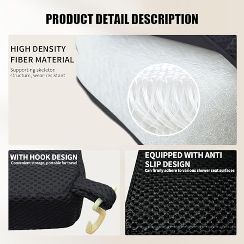2 Pack Shower Bench Cushion, Soft Chair Pad for Elderly Bathing, Easy to Clean & Quick Dry, 4D air Fiber Material, Suitable for Shower Seat Cushion, Bathtub Baths, Poolside Rest, Black - size: Black