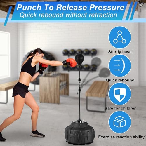 Cobras Reflex Bag Boxing Boxing Speed Bag with Stand 57-72in Height Adjustable Standing Punching Bags for Adults Speed Ball Kickboxing Bags for Training Stress Relief and Fitness