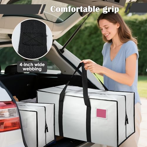 6 Pack Moving Bags Heavy Duty 210GSM with Full-Open Side Zipper, 93L 65lbs Waterproof Foldable Storage Totes for College Dorm Move-In, Moving Boxes Alternative & Home Organization,White - color: White, size: 6 Pack