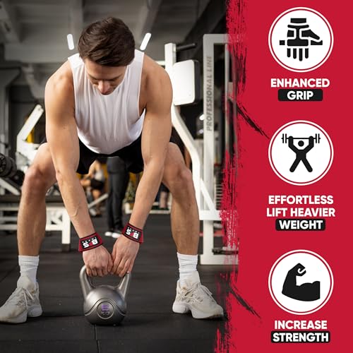 Lifting Straps for Weightlifting, Weightlifting Cotton Straps with Neoprene Padding for Men women Gym Wrist Straps for Bodybuilding powerlifting, Strength Training and Deadlifting - color: RED