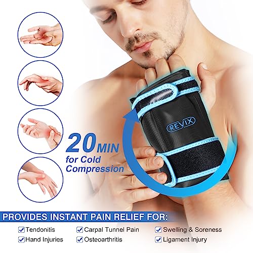 REVIX Hand Ice Pack Wrap for Discomfort Reducing, Reusable Gel Ice Pack for Wrist Relaxation, Promoting Flexibility and Mobility by Cold Compression Therapy, Black - style: Black