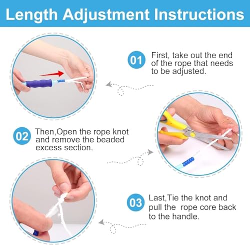 GRAWUN Jump Rope For Kids, Soft Beaded Jump Rope, Adjustable Length Tangle-Free Segmented Soft Beaded Skipping Rope，for Women, Men and Kids Keeping Fit, Workout and Weight Loss - color: 6 Pack