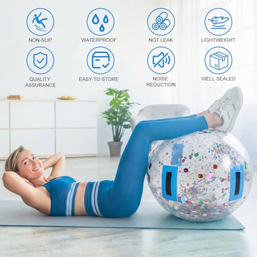 Gemscream Gymnastics Barrel Inflatable Air Roller Mat 40" x 24" Glitter Tumbling Air Barrel Gymnastic Cylinder Tumble Equipment for Back Handspring Trainer Cheerleading Yoga Home Use - color: Glitter Silver