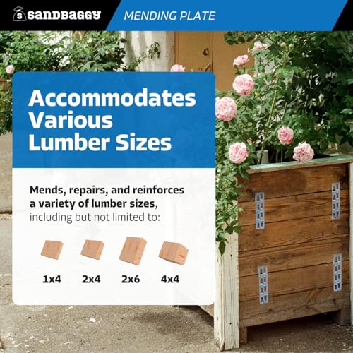 Sandbaggy Steel Mending Plate for Wood (Hot Dipped Galvanized) - Wood Connectors, Reinforcement, Fasteners (1" x 4", 150, Count) - size: 1" x 4"