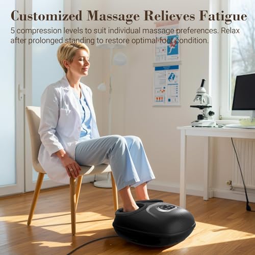 CuPiLo Foot Massager FSA Eligible HSA 2026 Upgraded, Birthday Gifts for Women Men | 5 Levels Compression & Vibration Massage for Plantar Fasciitis Relief, Heat & 3 Kneading, NTC Temperature Control - color: Black