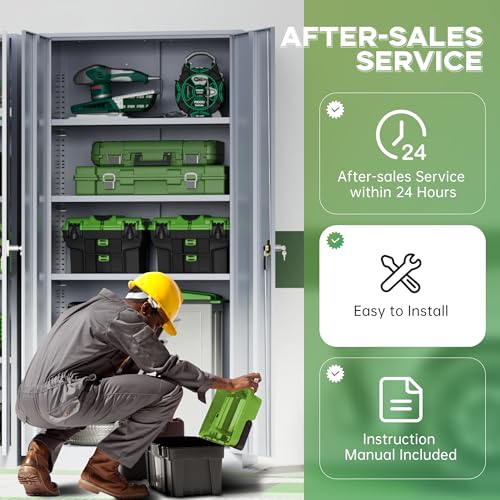 INTERGREAT Metal Storage Cabinet,72" Steel Lockable File Cabinet with Locking Doors and Adjustable Shelves,Locking Tool Cabinets for Office,Home,Garage,Gym,School (Cement Grey) - color: Cement Grey, size: MSC-D18