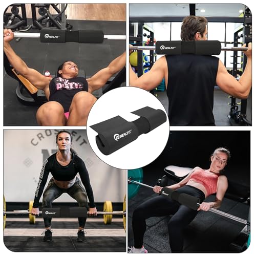 NEALFIT Barbell Squat Pad with Thick Nylon Padding, Hip Thrust Pad for Squats, Lunges, Neck Shoulder Squat Pad for Olympic or Standard Bars - color: Black