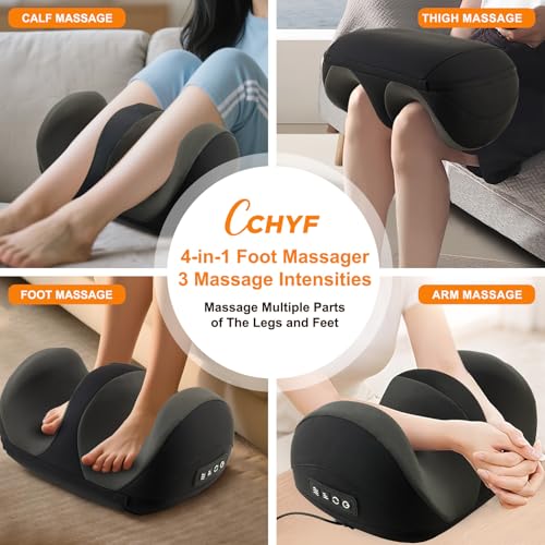 Foot Massager with Heat, Shiatsu Kneading Foot and Calf Electric Massager Machine with Roller, Massage Feet/Arm/Calf/Ankle for Relax, Plantar Fasciitis, Pain Relief, Gifts for Women & Men, Black - color: Black