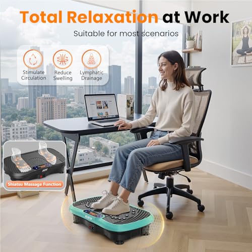 AXV Vibration Plate Fitness Platform Exercise Machine Vibrating Shaking Full Body Shaker Workout Vibrate Stand Shake Board Sport for Weight Loss Fat Burner for Gym Home Office - color: SLIM.GREEN