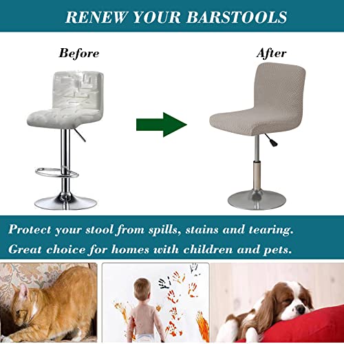 HFCNMY Bar Stool Covers with Backs,4 Pack Stretch Bar Stool Chair Covers,Jacquard Bar Stool Covers,Washable Bar Chair Covers Swivel Barstool Covers Slipcovers with Back Khaki - color: Khaki
