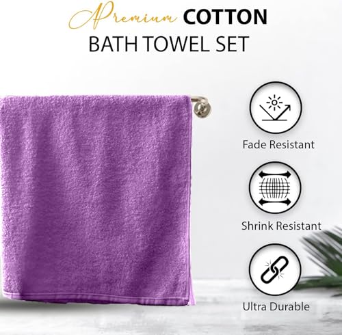 KAHAF COLLECTION 100% Cotton Bath Towels, 24x48 Pack of 6 Towels, Quick Dry, Highly Absorbent, Soft Feel Towel, Gym, Spa, Bathroom, Shower, Pool, Luxury Soft Towels (Light Purple, 24x48-6 Pack) - color: Light Purple, size: 24x48 - 6 Pack