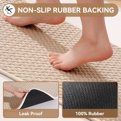 YDKGL Bathroom Rugs Non Slip, Super Absorbent Quick Dry Bath Mats for Bathroom, Foam Weave Texture Thin Bath Rugs Washable with Rubber Backing Fit Under Door Outside Shower,24” x 35“ - color: Brown, size: 24” X 35“