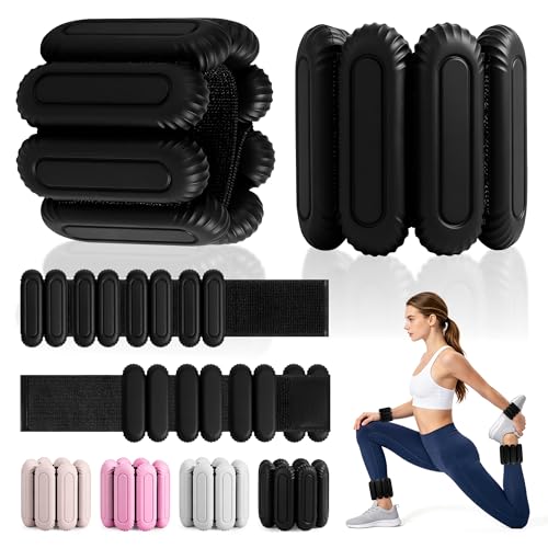Wrist Weights for Women & Men, 2lb Silicone Wrist Ankle Weights for Pilates, Yoga, Running and Strength Training Comfortable Weighted Bracelet Arm Leg Weights for Fitness, Walking, Gym - color: Black