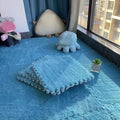 Thickened Soft Plush Foam Interlocking Floor Carpet Mat, 24 Pcs 12x12x0.4 Inch Fluffy Square Puzzle Foam Carpet Tiles with Edgings(Color:Dark Blue) - color: Dark Blue