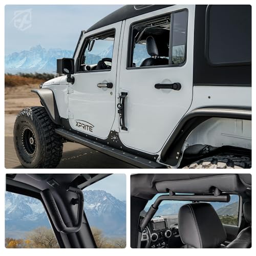 4PCS Aluminum Grab Handles Kit Compatible with 2007-2018 Jeep JK JKU, Black | Heavy-Duty Roll Bar, Rust-Resistant, Non-Slip, Easy to Install - color: Black