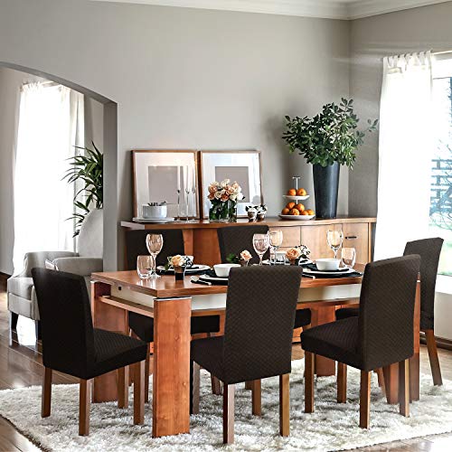 YEMYHOM 2 Packs Latest Checkered Dining Chair Slipcover Parsons Chair Furniture Protector Stretch Chair Covers for Dining Room, Restaurant, Kitchen, Party (Dark Coffee) - color: Dark Coffee, size: 2 Packs - Dining Chair