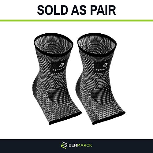 Benmarck Achilles Tendon Support Brace, Plantar Fasciitis Sock, Ankle Compression Sleeve For Running, Tendonitis and Flat Feet Relief - color: Gray Black