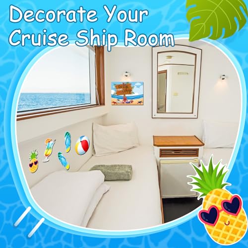 Kanayu 6 Pcs Beach Cruise Door Decorations Magnetic Large Ship Decorations Magnets Anchor Cruise Decor Car Fridge Magnet Decal for Carnival Stateroom Door - style: Beach