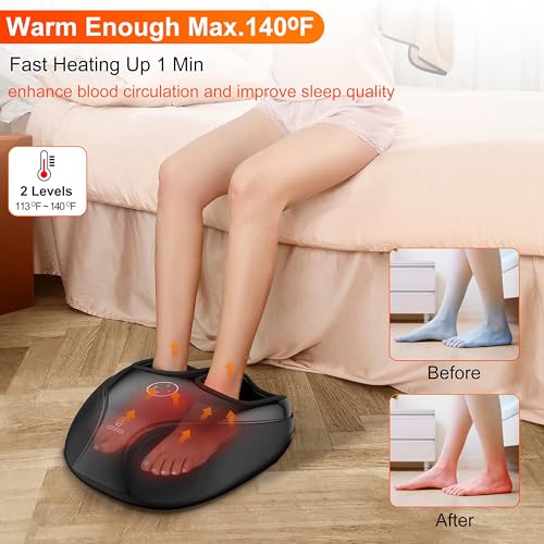 COMFIER Shiatsu Feet Massager Machine,Birthday Gifts for Men&Women,Foot Massager with Heat,Kneading Rolling Compression for Plantar Fasciitis,Neuropathy Fits up to Men Size 12, for Home Office Use - color: ‌ebony‌