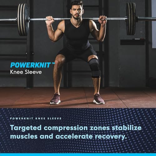 Copper Compression PowerKnit Knee Sleeve- Copper Stabilizer Support Brace for Meniscus Tear, ACL, MCL, Arthritis, Joint Pain Relief, Running, Sports, Hiking- Men & Women- Fits Right/Left - L/XL - size: Large/XL (2 Pack)