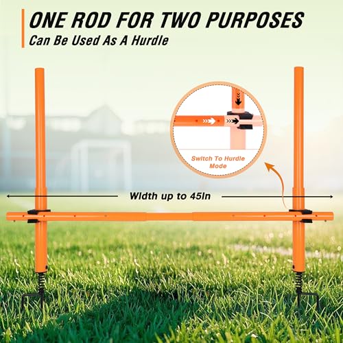 Hikeen Telescopic Length Soccer Poles Fixed & Collapsible Options Agility Training Hurdles and Football Obstacle for Teenager Soccer Training Outdoor Sports Speed Training Equipment - size: Short-42.5", style: 4 rods