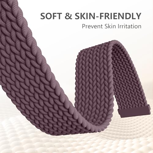 Maledan Braided Bands Compatible with Fitbit Versa 2 for Women Men, Soft Stretchy Breathable Bracelet Replacement Band for Fitbit Versa 2/SE/Straps, Purple - color: 4-Purple