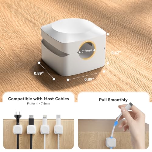 Rotatable Cord Organizer, Strong Adhesive Spring Cable Clips(4White+4Black) | Enhanced Cable Organizer Cord Clips, Desk Cord Holder for Nightstand, Office Accessories and Car - color: 4 White + 4 Black