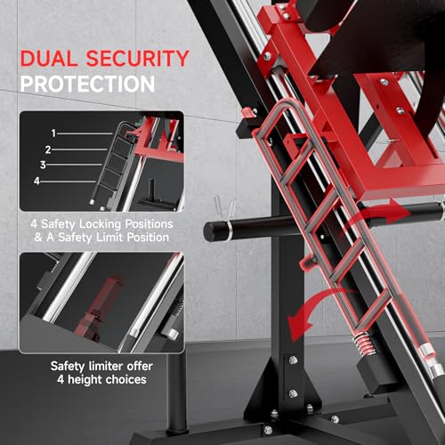 Leg Press Hack Squat Machine Combo, 45° Leg Exercise Machine ,Lower Body Special with Weight Storage for Quads, Hamstring, Glutes, Calves, Compact Home Gym Leg Day Equipment - style: 260LB Colored Weights Combo