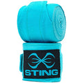 STING Elasticised Hand Wraps | Elastic Fabric Construction, Extended Wrist Coverage, Thumb Loop, Hook and Loop Closure - color: Teal Blue, size: 180 Inch