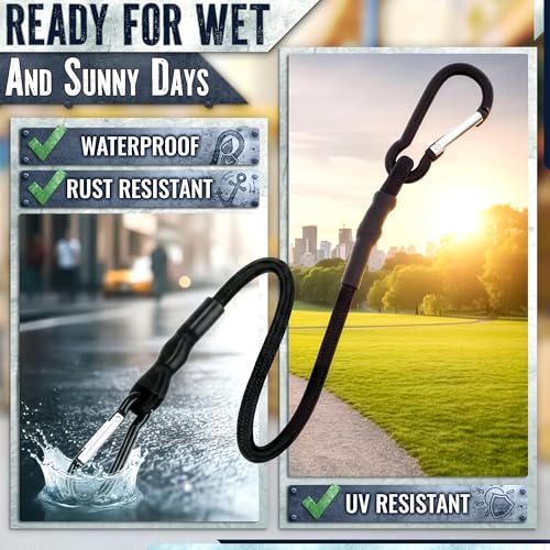 Bungee Cords with Carabiner Hooks Heavy Duty, 18", 200 Lbs Load, 4 Pcs | Elastic Tie Down Straps, Rubber & Latex, Anti-Rust Steel Hooks, 2X Stretch, Waterproof, UV Resistant; Camping, Tarps & Car - size: 18 Inch (Pack of 4)