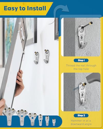 Uniclife 152 Pcs Heavy Duty Picture Hanging Kit,Picture Hanging Hook,Silver | Picture hangers,10-100 lb weight ratings, for drywall & wood, frame hooks for hanging photos mirrors paintings - size: 152 PCS, style: Silver
