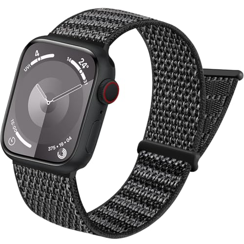 Sport Loop Band Compatible with Apple Watch Bands for Women 44mm 46mm 45mm 49mm 42mm 38mm 40mm 41mm men,Stretch Adjustable Braided Nylon Straps for iWatch Series 11/10/9/8/7/6/5/4/3/2/1/SE/Ultra - color: Blackgrey, size: 38mm/40mm/41mm/(42mm-series 11 10)