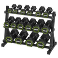 HANDBODE Rubber Coated Hex Dumbbell Set with Rack, 300-840 lb | Fixed Weights Sets with Heavy Duty Storage Stand, Multiple Weight Options Home Gym Equipment for Strength Training - style: 590 lb Set (10-70 lb) with Rack