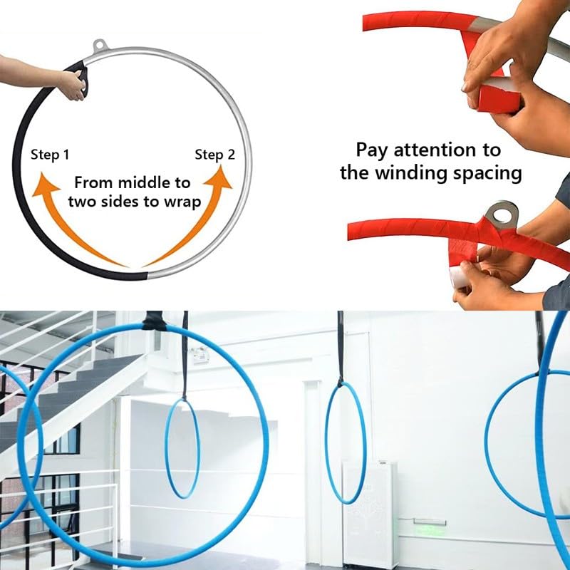 PRIOR FITNESS Aerial Hoop Tape, 5m/16.4ft x 5cm Anti Slip Lyra Hoop Grip Tape, Sweat Absorbent Stretch Textile Pole Dance Tape, No Residue Self Adhesive Hand Protective Tape for Aerial Hoop Ring - color: White