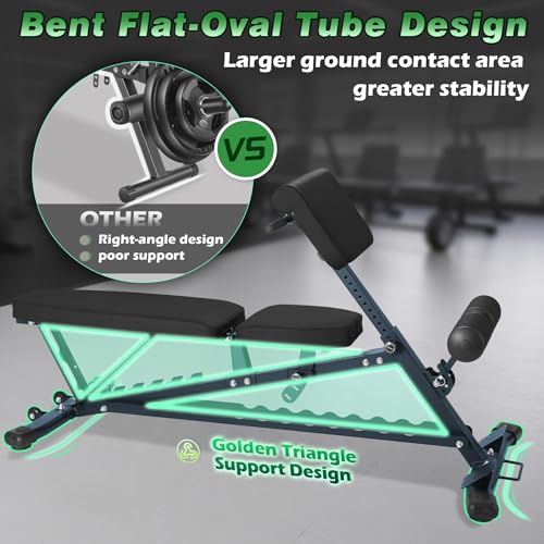 1000 LBS Adjustable Weight Bench with Roman Chair, Utility Workout Bench for home gym MAX Sit/Decline/Incline Up Bench Press Exercise Equipment 75°to -20°FID Strength Training - color: Black