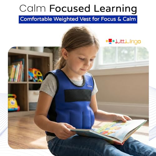 Weighted Vest for kids with Adjustable Weights, Compression Vest for Kids & Toddlers, Removable Metal Beads, Breathable Mesh and 6 Pockets - size: Medium