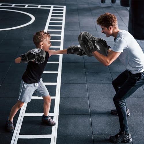 Cididu 3-in-1 Kids Boxing Set, Punching Gloves Mitts Kick Pad for Beginners, Sports Kickboxing Training Set for Youth Child Boxing, Karate, Taekwondo, Muay Thai, MMA Training