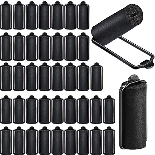 WILLBOND 40 Pieces Sponge Hair Rollers Silk Foam Satin Rollers Black 1 x 2.6 Inch for Women Hair Soft Curler Flexible Styling Wave Curlers for Hairdressing Styling