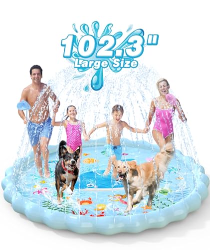 EPN Splash Pad for Kids, 102.3" Extra Large Sprinkler Play Mat, Thick PVC Water Splash Pad for Toddlers & Kids Ages 4-8, Outdoor Backyard Summer Water Toy for Lawn and Beach Play - style: 102.3"