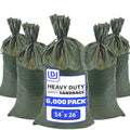 DURASACK Heavy Duty Sandbags with Ties, 14x26, Empty, Green, 6000 Count | Woven Polypropylene Sandbags for Flood Control with 1600 Hours of UV Protection, 50 lbs Capacity - color: Green, size: 6,000 Sandbags