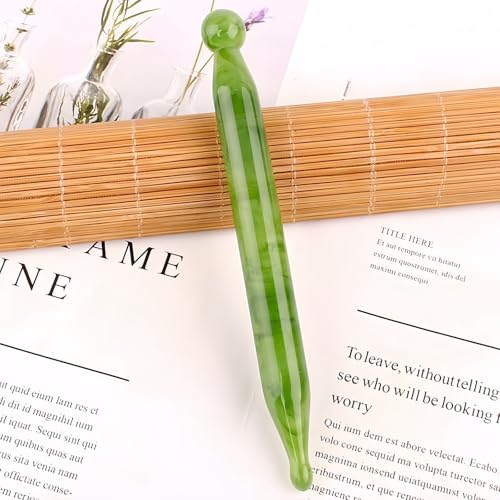 Gua Sha Scraping Massage Tool, GuaSha Facial Set, Natural Resin GuaSha Massage Tools for Rejuvenate Skin Anti-Wrinkle Anti Aging (Green, Acupoint Pen) - size: Acupoint pen