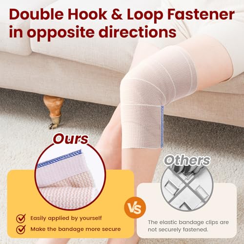 12 Pack Elastic Bandage Latex Free Stretch Bandage (2x2",2x3",2x4") | 15FT Max Stretch Length, Latex Free, Reusable Medical Bandage Wrap, Machine Washable, Breathable Fabric, Individually Packed - size: 12 Pack