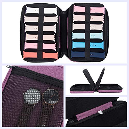 PACMAXI 36 Watch Bands Storage Case - Holds 36 Bands, Fits Most Sizes, Organizer for Watch Straps & Accessories - color: purple