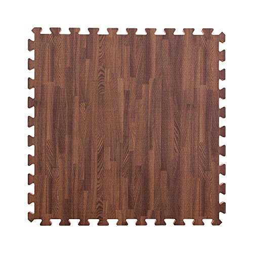 IncStores Premium Soft Wood Print Foam Flooring Tiles | Interlocking Foam Tiles for Home, Gym, Training and Yoga | 3/8 and 5/8 Inch - color: 5/8" - Dark Oak, size: 48 Sq Ft