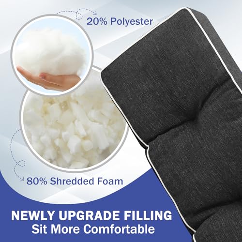 IPYNBAP Bench Cushion, 42 x 16 Inch Patio Furniture Cushions with Durable Ties, Soft Memory Foam Bench Cushions for Indoor/Outdoor Furniture with Non-Slip Bottom, Kitchen&Dining, Black - color: Black, size: 42*16+4”