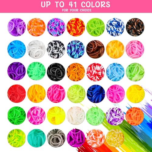UUEMB Loom Rubber Band Bracelet Kit, 6000+ 41-Color, Storage Case, Ages 8+ | Latex-free non-toxic, soft & durable, letter beads & tassels, fine motor skills, party favors, clear organizer - color: 6000 Pcs